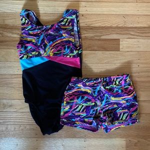 Leotard and short set, size 7/8.